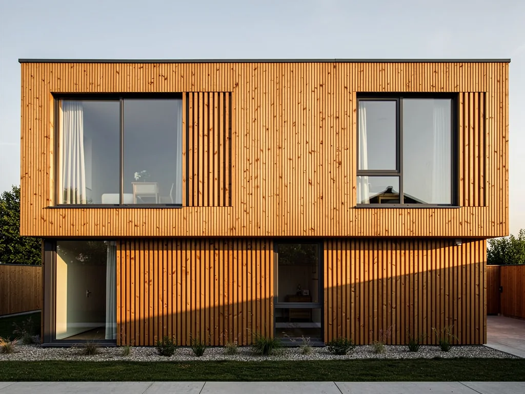 Maison habillée d'un bardage bois vertical posé sur isolant extérieur